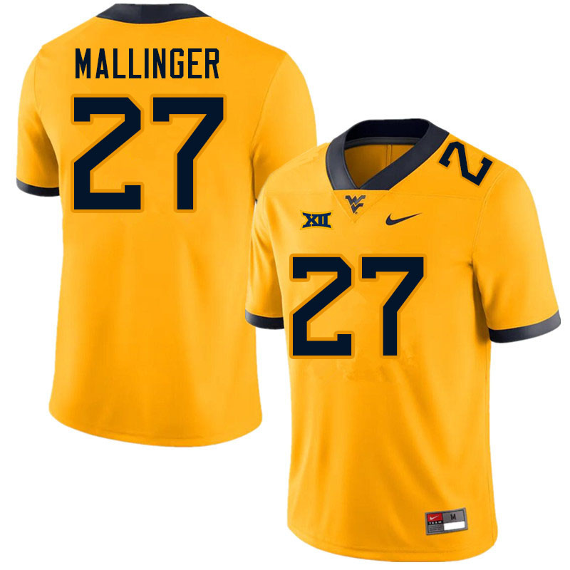 NCAA Men's Davis Mallinger West Virginia Mountaineers Gold #27 Nike Stitched Football College Authentic Jersey CW23A72EQ